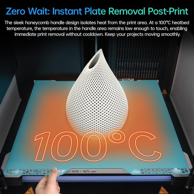 BigTreeTech BIQU Cryogrip Pro Glacier 355x346MM for Bambu-Lab H2D/H2S 3D Printer Double Sided Panda Build Plate - Image 3